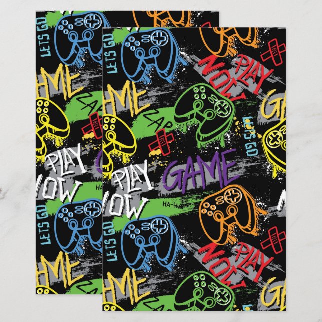 Neon Graffiti Gaming Patroon (Voorkant / Achterkant)