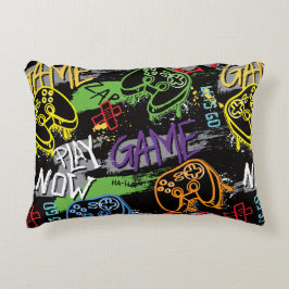 Neon Graffiti Gaming Patroon Accent Kussen