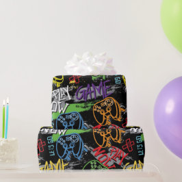 Neon Graffiti Gaming Patroon Cadeaupapier