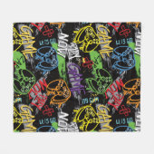Neon Graffiti Gaming Patroon Fleece Deken (Voorkant (Horizontaal))