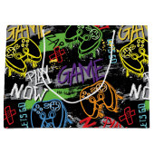 Neon Graffiti Gaming Patroon Groot Cadeauzakje (Voorkant)