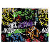 Neon Graffiti Gaming Patroon Groot Cadeauzakje (Achterkant)