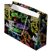Neon Graffiti Gaming Patroon Groot Cadeauzakje (Voorkant Gekanteld)