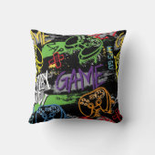 Neon Graffiti Gaming Patroon Kussen (Achterkant)