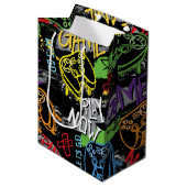 Neon Graffiti Gaming Patroon Medium Cadeauzakje (Voorkant Gekanteld)