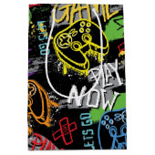 Neon Graffiti Gaming Patroon Medium Cadeauzakje (Voorkant)