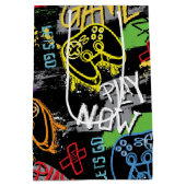 Neon Graffiti Gaming Patroon Medium Cadeauzakje (Achterkant)