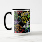 Neon Graffiti Gaming Patroon Mok (Links)