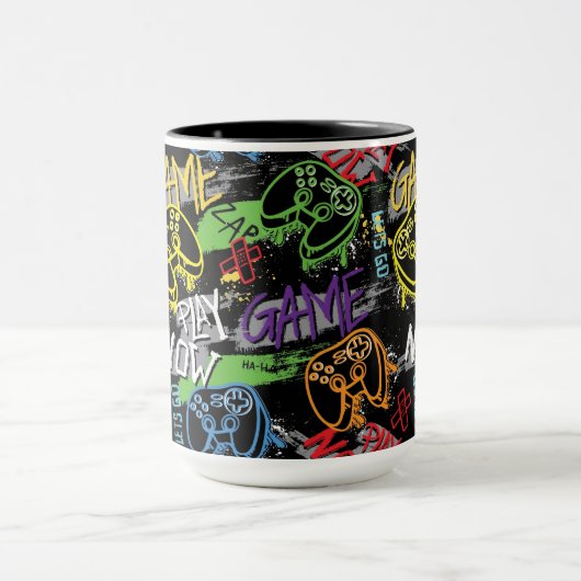 Neon Graffiti Gaming Patroon Mok (Midden)