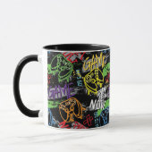 Neon Graffiti Gaming Patroon Mok (Links)