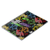 Neon Graffiti Gaming Patroon Notitieboek (Linkerzijde)