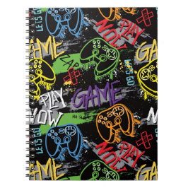 Neon Graffiti Gaming Patroon Notitieboek