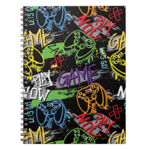 Neon Graffiti Gaming Patroon Notitieboek