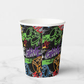 Neon Graffiti Gaming Patroon Papieren Bekers (Rechts)