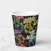 Neon Graffiti Gaming Patroon Papieren Bekers (Voorkant)