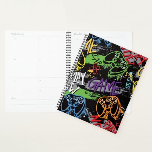 Neon Graffiti Gaming Patroon Planner (Display)