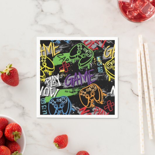 Neon Graffiti Gaming Patroon Servet (Insitu)
