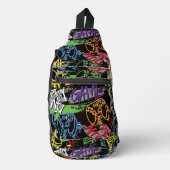 Neon Graffiti Gaming Patroon Sling Bag (Voorkant)