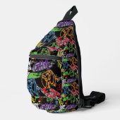 Neon Graffiti Gaming Patroon Sling Bag (Rechterhoek)