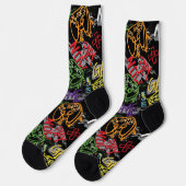 Neon Graffiti Gaming Patroon Sokken (Links)