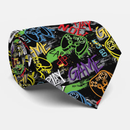 Neon Graffiti Gaming Patroon Stropdas