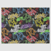 Neon Graffiti Gaming Patroon Tissuepapier (Voorkant)