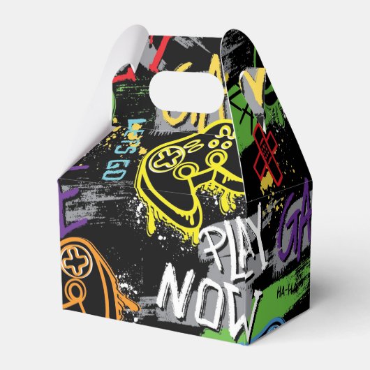 Neon Graffiti Gaming Pattern Bedankdoosjes (Achterkant)