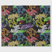 Neon Graffiti Gaming Pattern Cadeaupapier (Vlak)