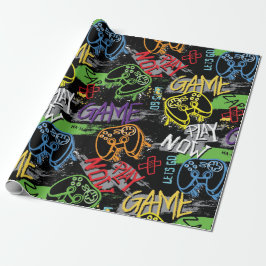 Neon Graffiti Gaming Pattern Cadeaupapier