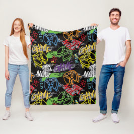 Neon Graffiti Gaming Pattern Fleece Deken