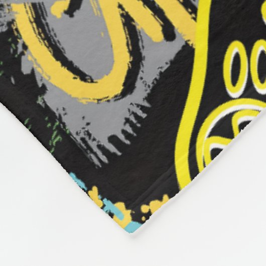 Neon Graffiti Gaming Pattern Fleece Deken (Hoek)