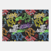 Neon Graffiti Gaming Pattern Inpakpapier Vel (Voorkant)