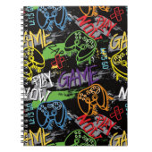 Neon Graffiti Gaming Pattern Notitieboek (Voorkant)