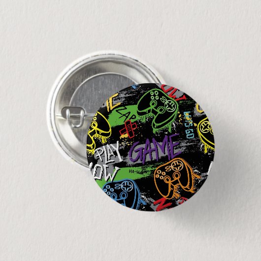Neon Graffiti Gaming Pattern Ronde Button 3,2 Cm (Voorkant /achterkant)