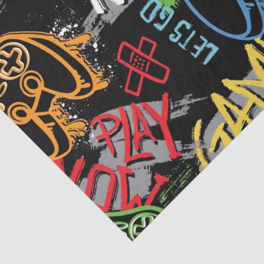 Neon Graffiti Gaming Pattern Tissuepapier (Detail)