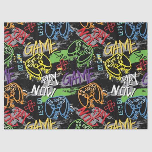Neon Graffiti Gaming Pattern Tissuepapier (Voorkant)