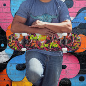 Neon Graffiti & Geel 'Ride Fast Live Free' Motto Persoonlijk Skateboard