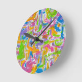 Neon Graffiti- Handgeschilderde Abstracte Penseels Ronde Klok (Hoek)