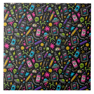Neon Graffiti Kunstbenodigdheden & Alien Chaos Pat Tegeltje