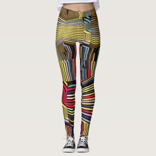 Neon Graffiti-lijnen verplaatsen en bewerken Leggings (Voorkant)