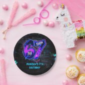 Neon Graffiti Six Seven 7th Birthday Paper Plate Papieren Bordje (Feest)