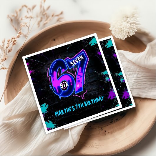 Neon Graffiti Six Seven Birthday Napkins Servet