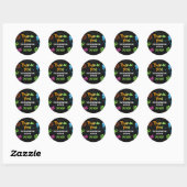 Neon Graffiti Six Seven Kids 7th Birthday Party Ronde Sticker (Vel)