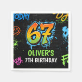 Neon Graffiti Six Seven Kids 7th Birthday Party Servet (Voorkant)