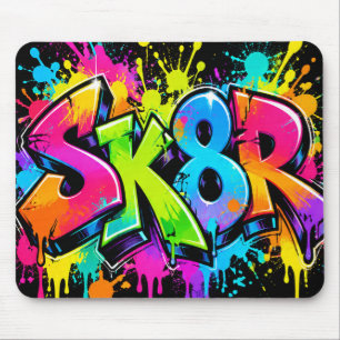 Neon Graffiti SK8R Muismat Kleurrijke Skater Gamen