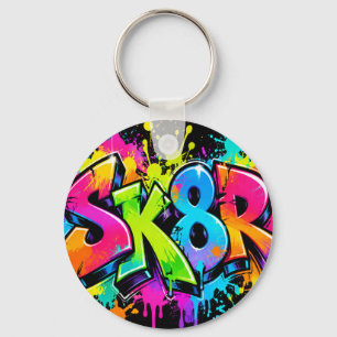 Neon Graffiti SK8R Sleutelhanger Kleurrijke Urban