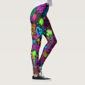 Neon Graffiti Straatkunst Collage Patroon Leggings (Rechts)