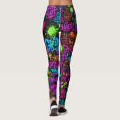 Neon Graffiti Straatkunst Collage Patroon Leggings (Achterkant)