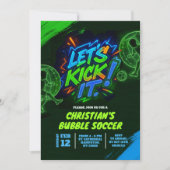 Neon Graffiti Tiener Bubble Voetbal Uitnodiging (Voorkant)
