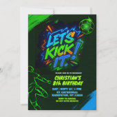 Neon Graffiti Tiener Voetbal Uitnodiging (Voorkant)